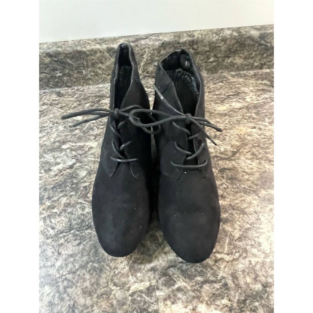 Marbella Women's Black Suede Wedge Ankle Boots Size 10M - Picture 1 of 10